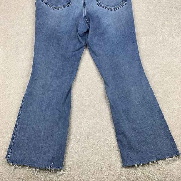 Good American Jeans Womens 15 Blue Wide Flare Leg Distressed Stretch Denim - Picture 4 of 15